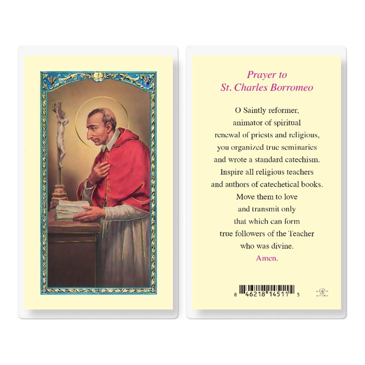 St. Charles Borromeo Laminated Prayer Cards