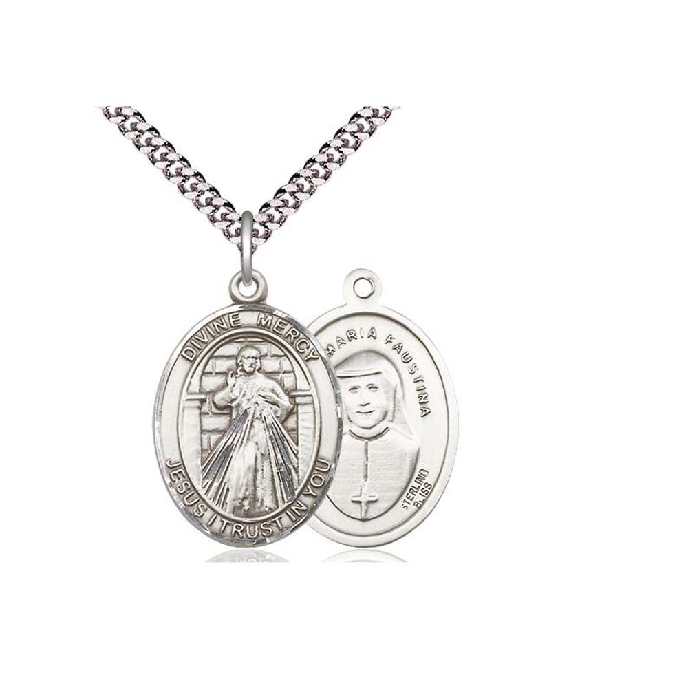 Divine Mercy Medal with 18" chain 8366SS/18S