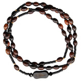 4mm Brown Jujube Wood Twist Rosary Bracelet "Jesus"