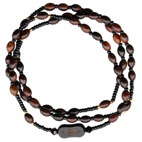 4mm Brown Jujube Wood Twist Rosary Bracelet "Jesus"