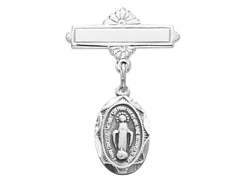 Sterling Oval Miraculous Baby Bar Pin  433LT