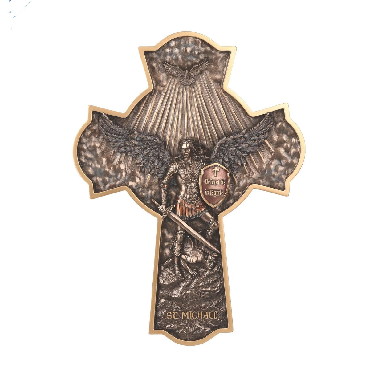 Saint Michael Crucifix 10" Cold Cast Bronze
