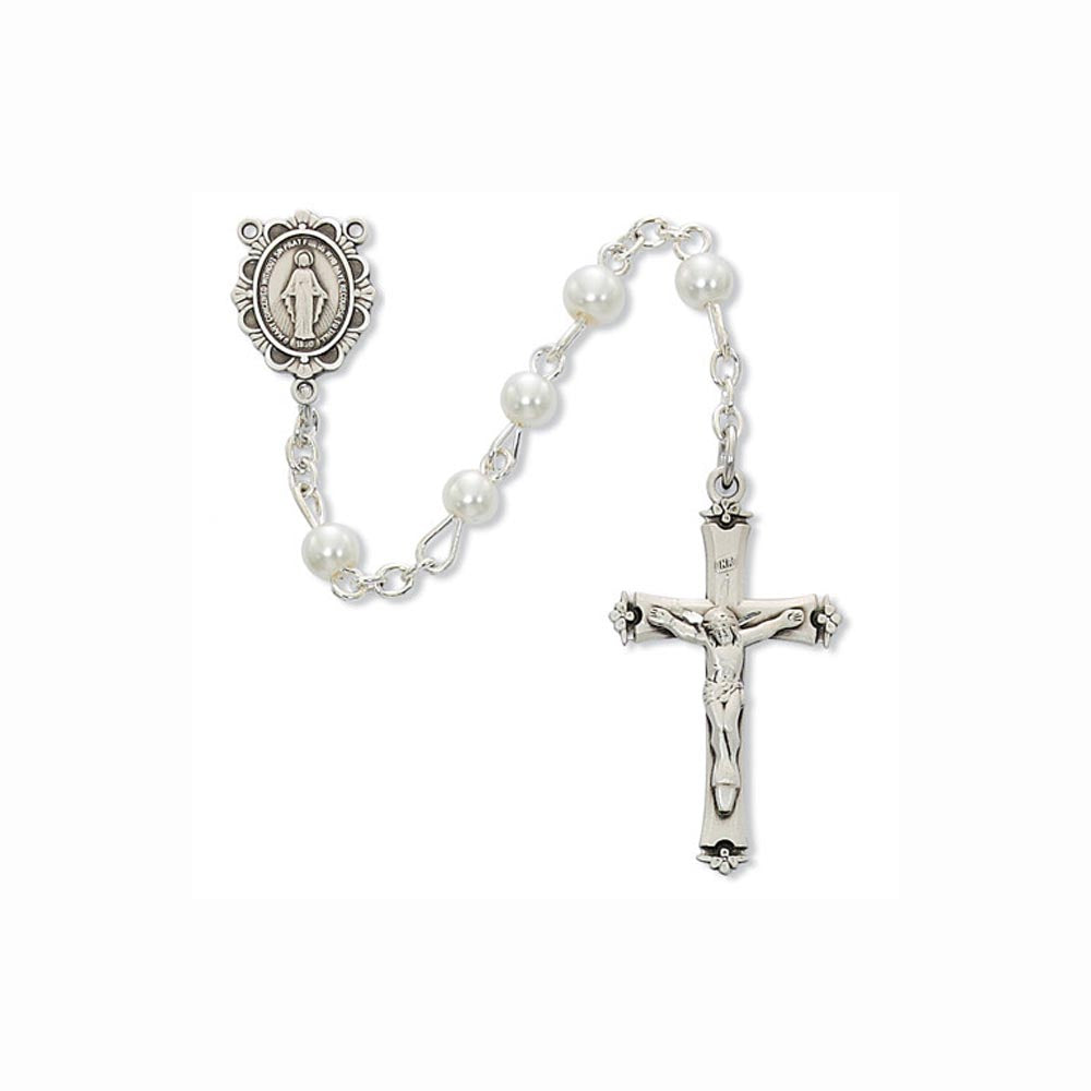 5mm White Pearl Rosary C18RW