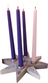Hope, Peace, Faith, Joy, Advent Candle Holder Set with Candles