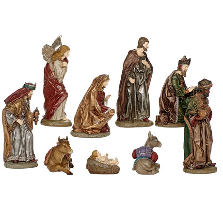 12" Scale Rust & Grey Nativity in Spanish Style 139541