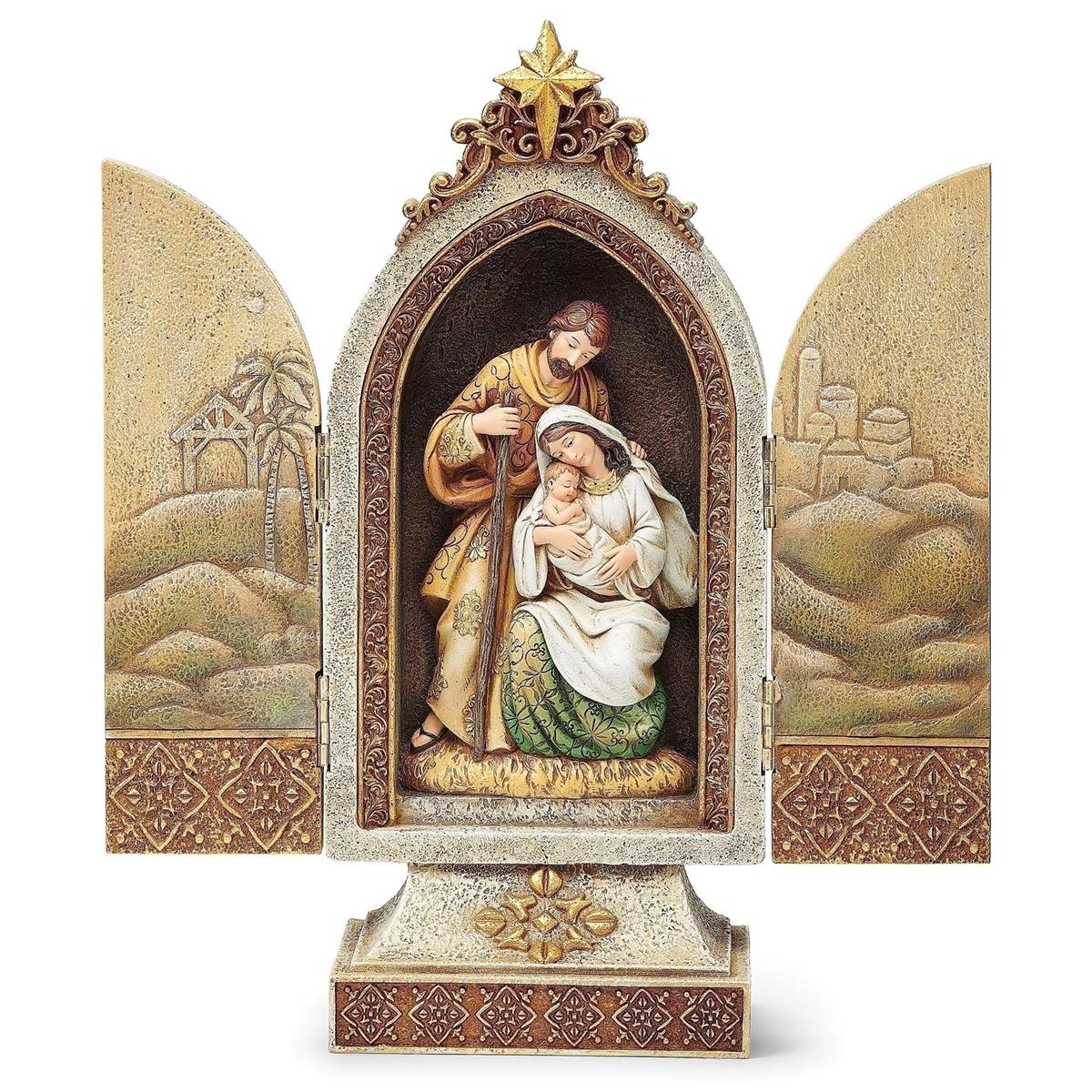 12" Holy Family Triptych Figure with Golden Doors 633314