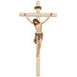 33" Carved Wood Sienna Crucifix with Light Stained Cross