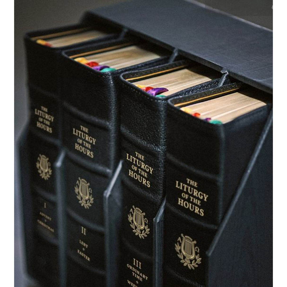 4 Volume Set Liturgy of the Hours 2nd Edition - Premium Black Leather