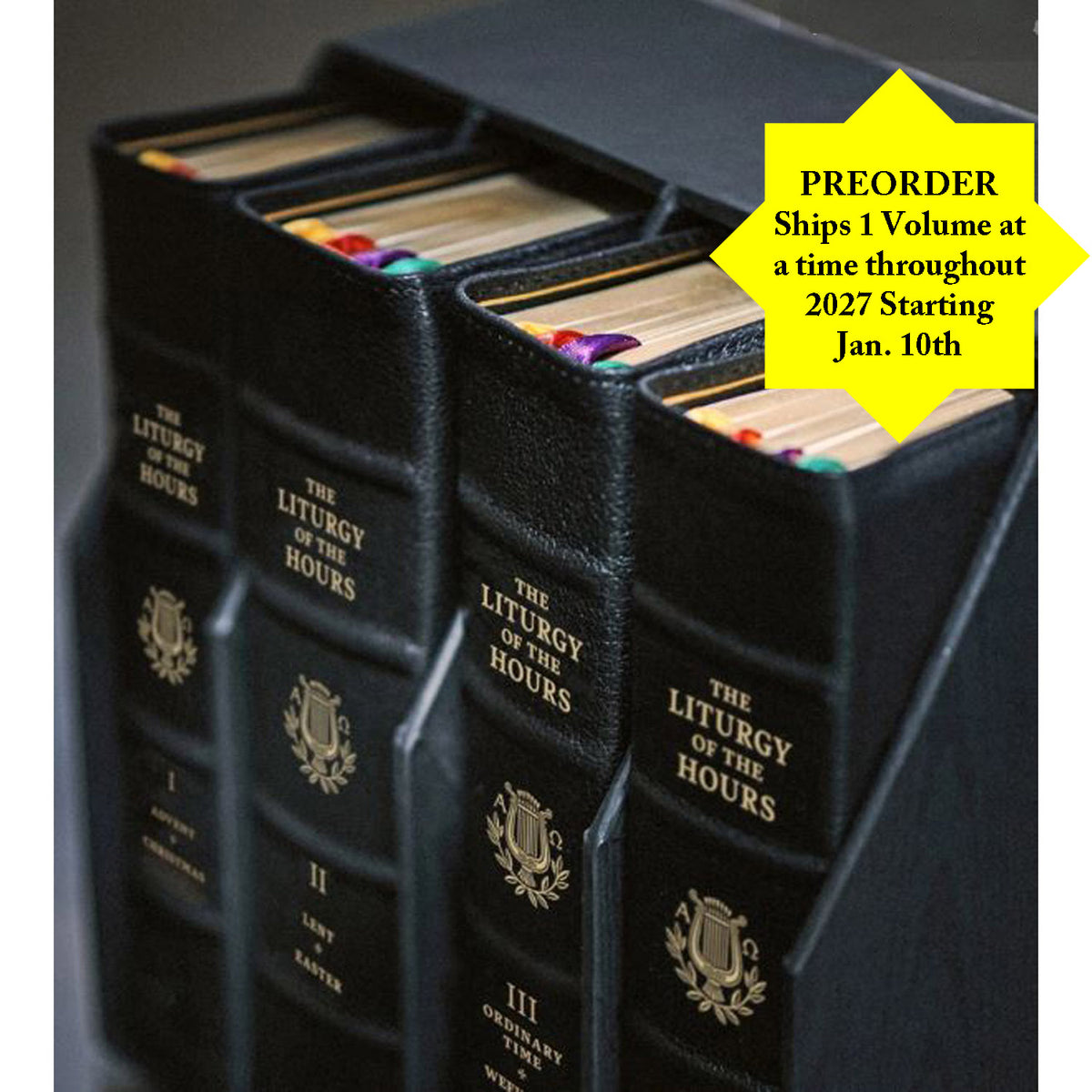 4 Volume Set Liturgy of the Hours 2nd Edition - Premium Black Leather