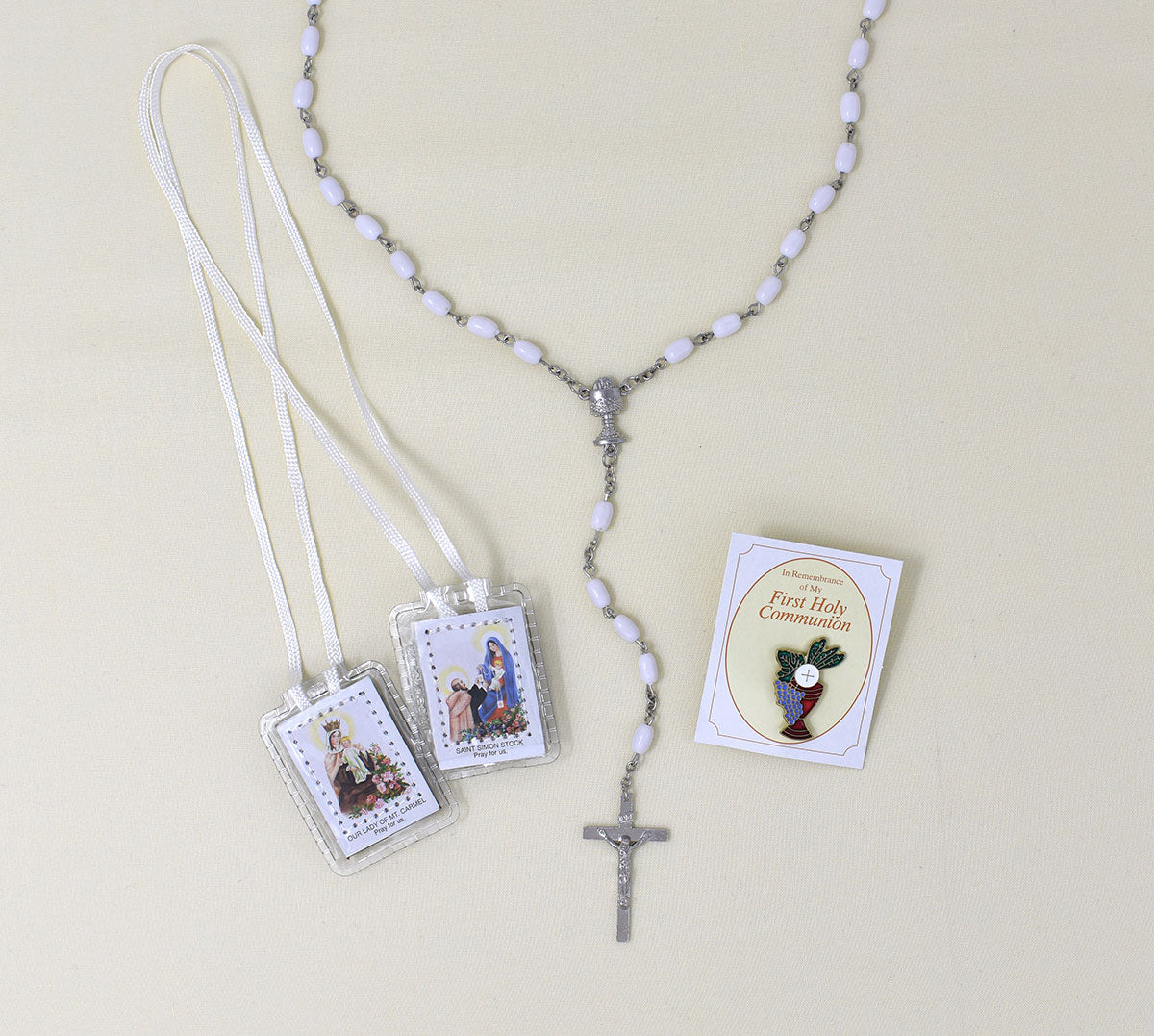 White 1st Eucharist Deluxe Gift Set with Candle 808/58G