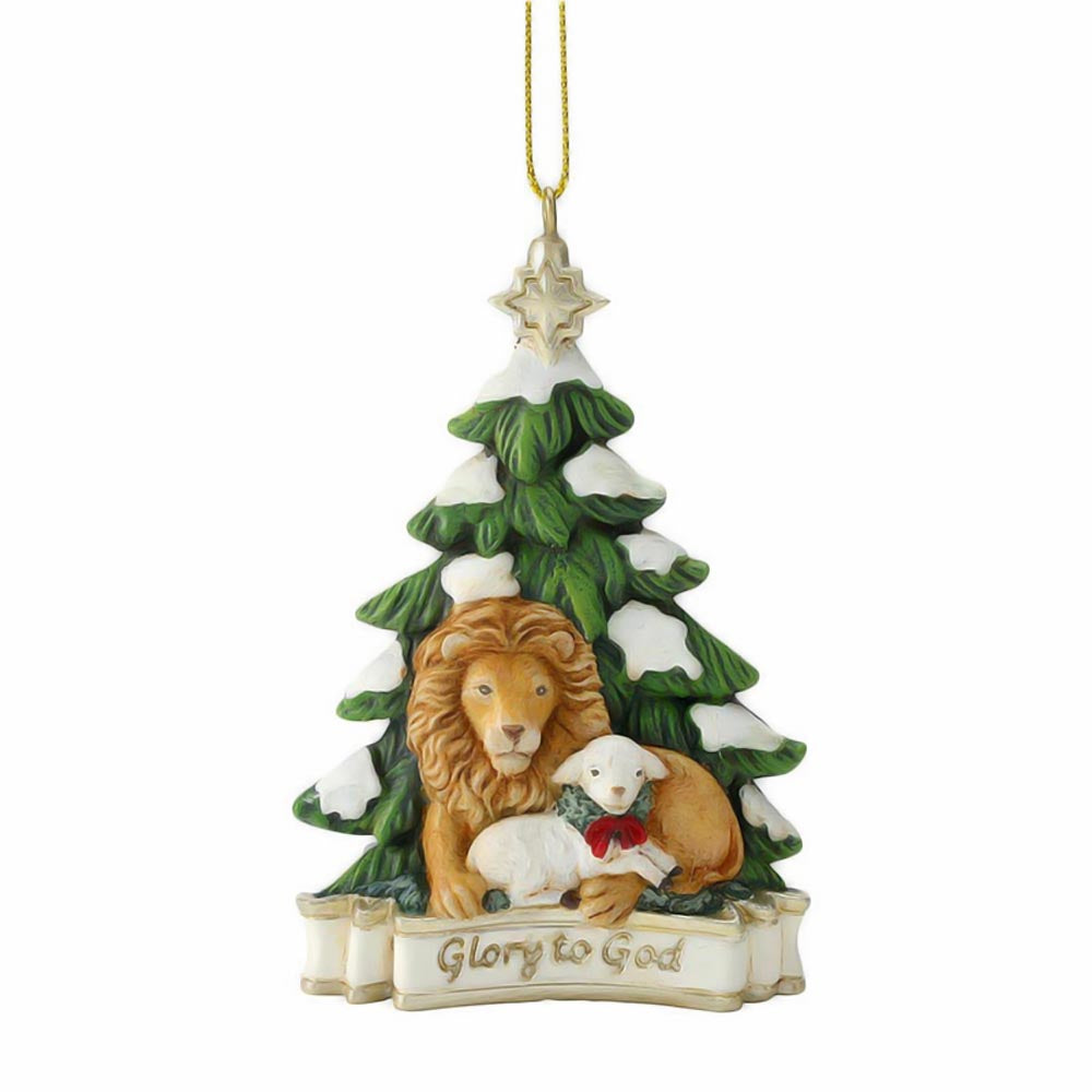 Glory to God Lion & Lamb Ornament T7761