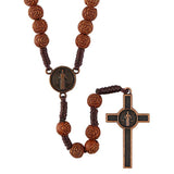 Budget Brown St Benedict Wood & Paracord Rosary