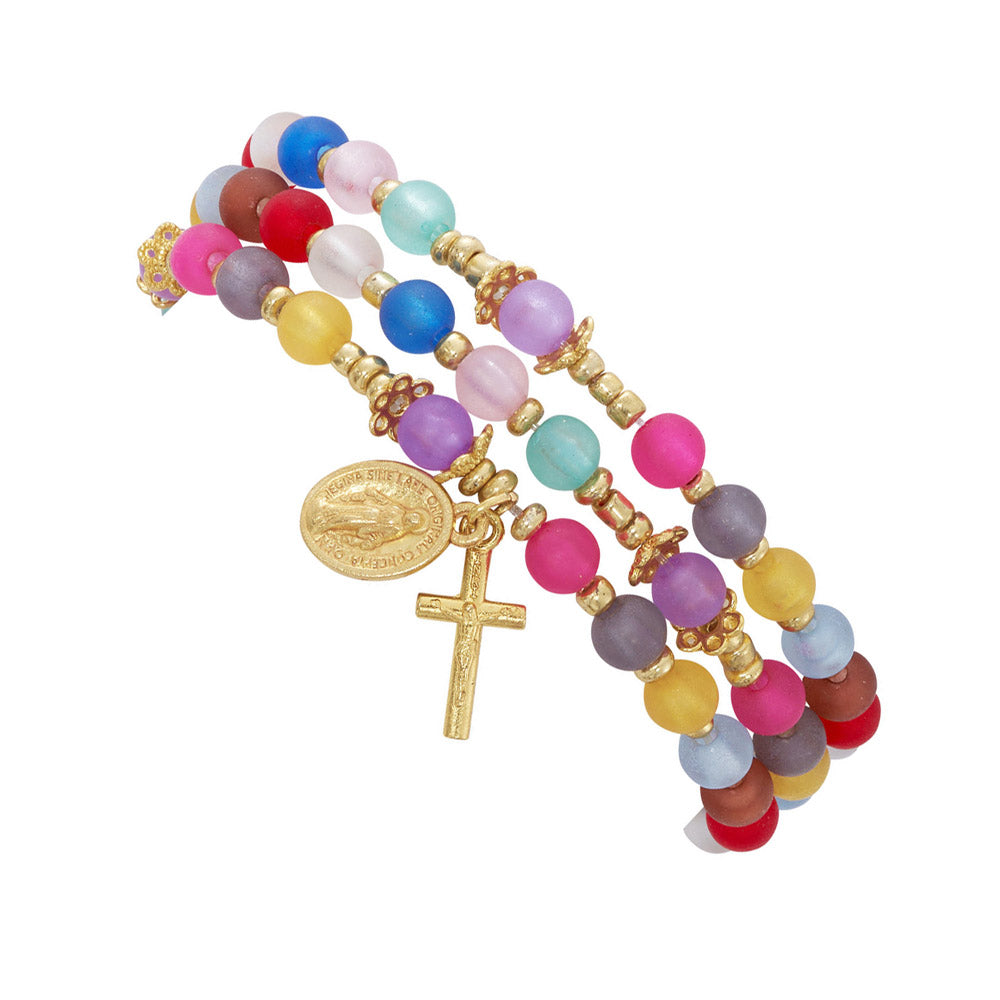 Multi Colort Twistable Rosary Bracelet B1075C