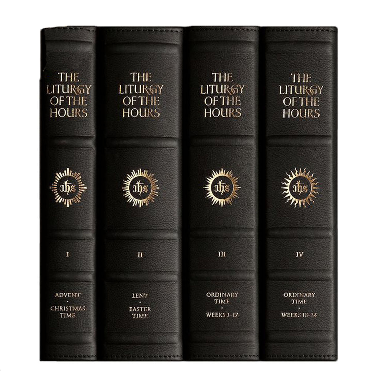 4 volume set Liturgy of the Hours - LARGE PRINT Natural Grain Leather