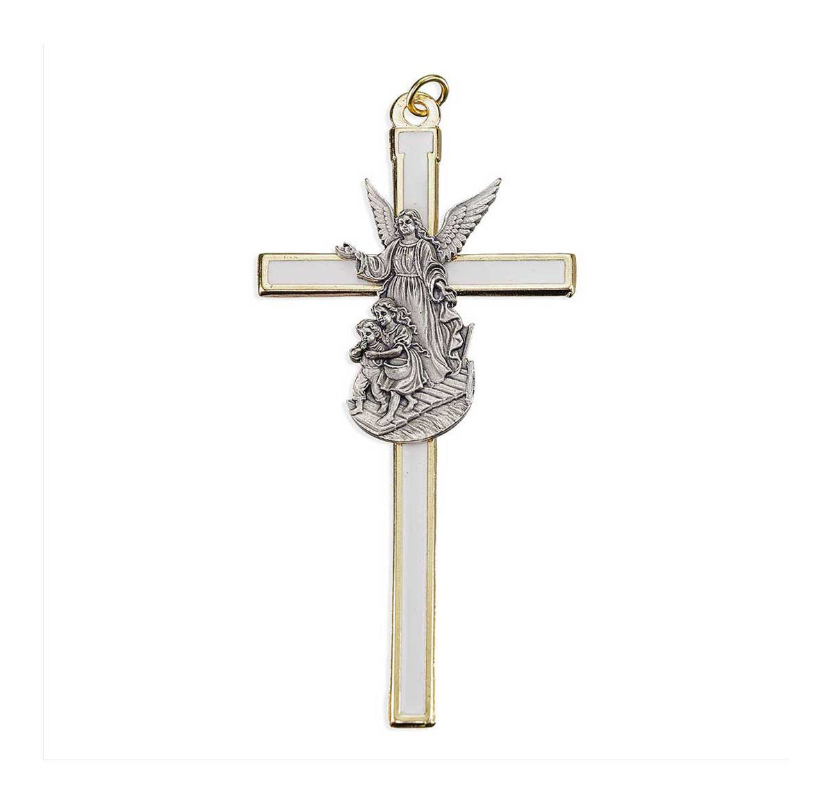 Guardian Angel White & Gold Crib Cross
