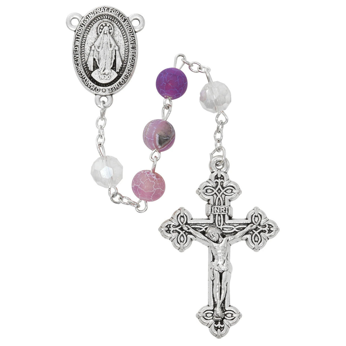 8mm Purple & Crystal Rosary R994F