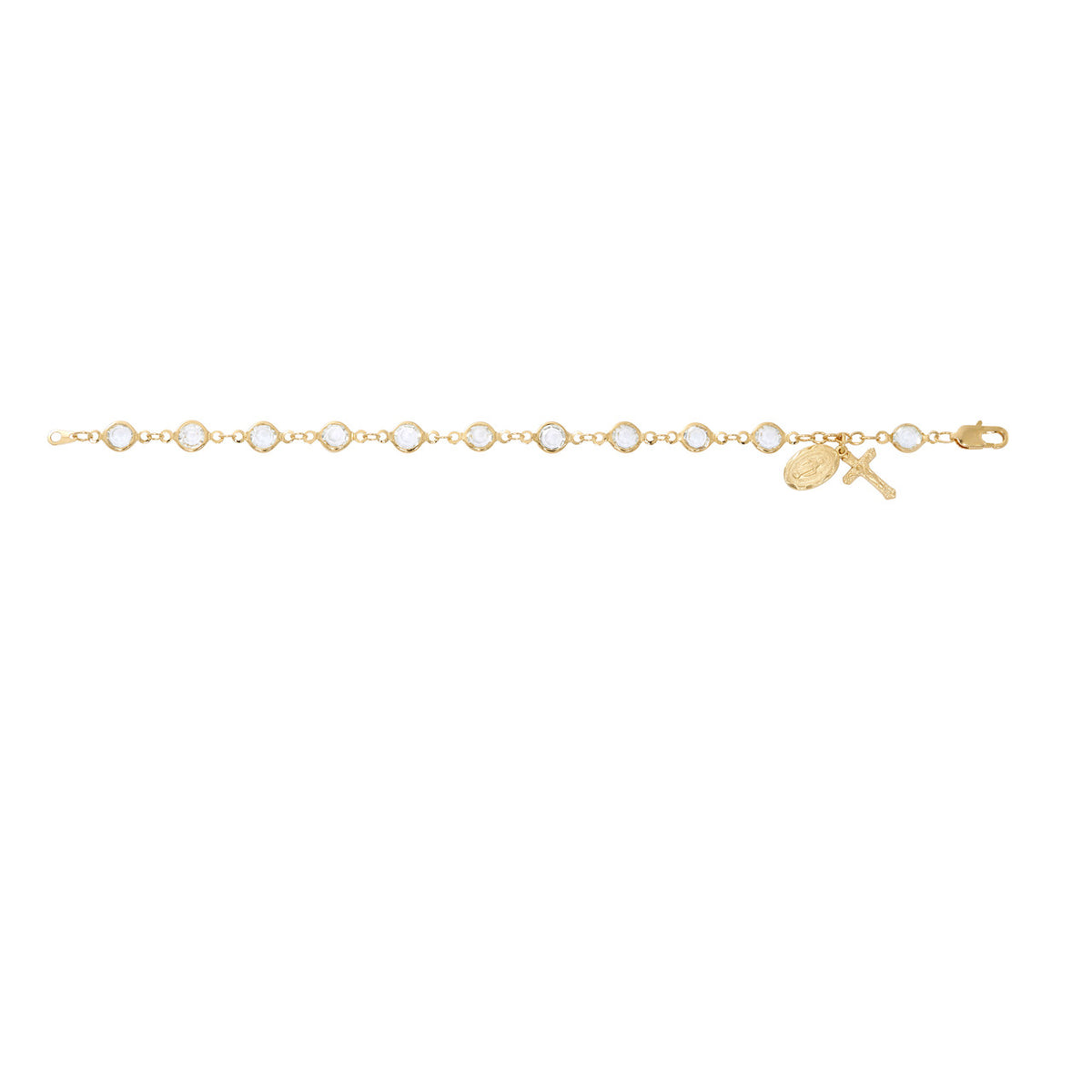 Gold Plated Sterling with Crystal Rosary Bracelet BR175