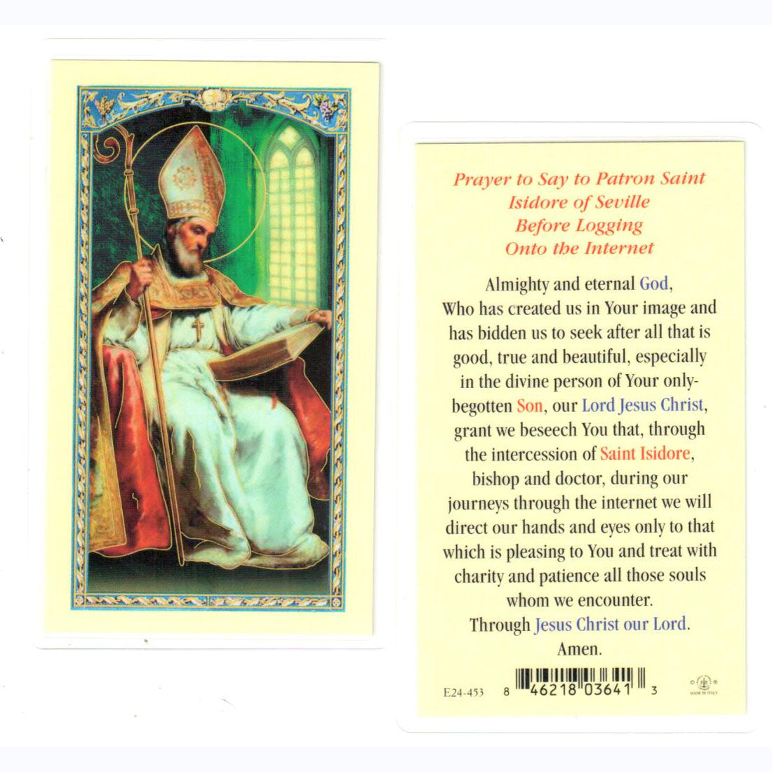 Saint Isidore Holy Card  with Internet Prayer