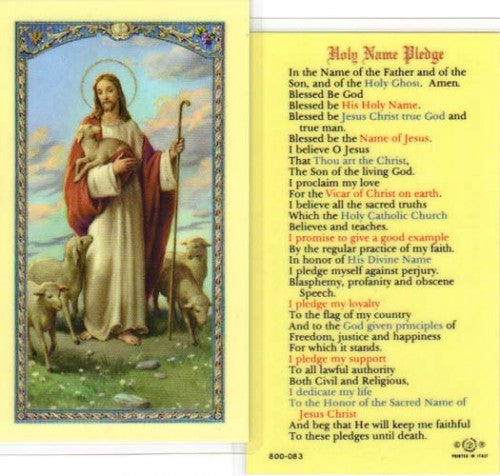Holy Name Pledge with Good Shepherd Prayer Card - 800-083