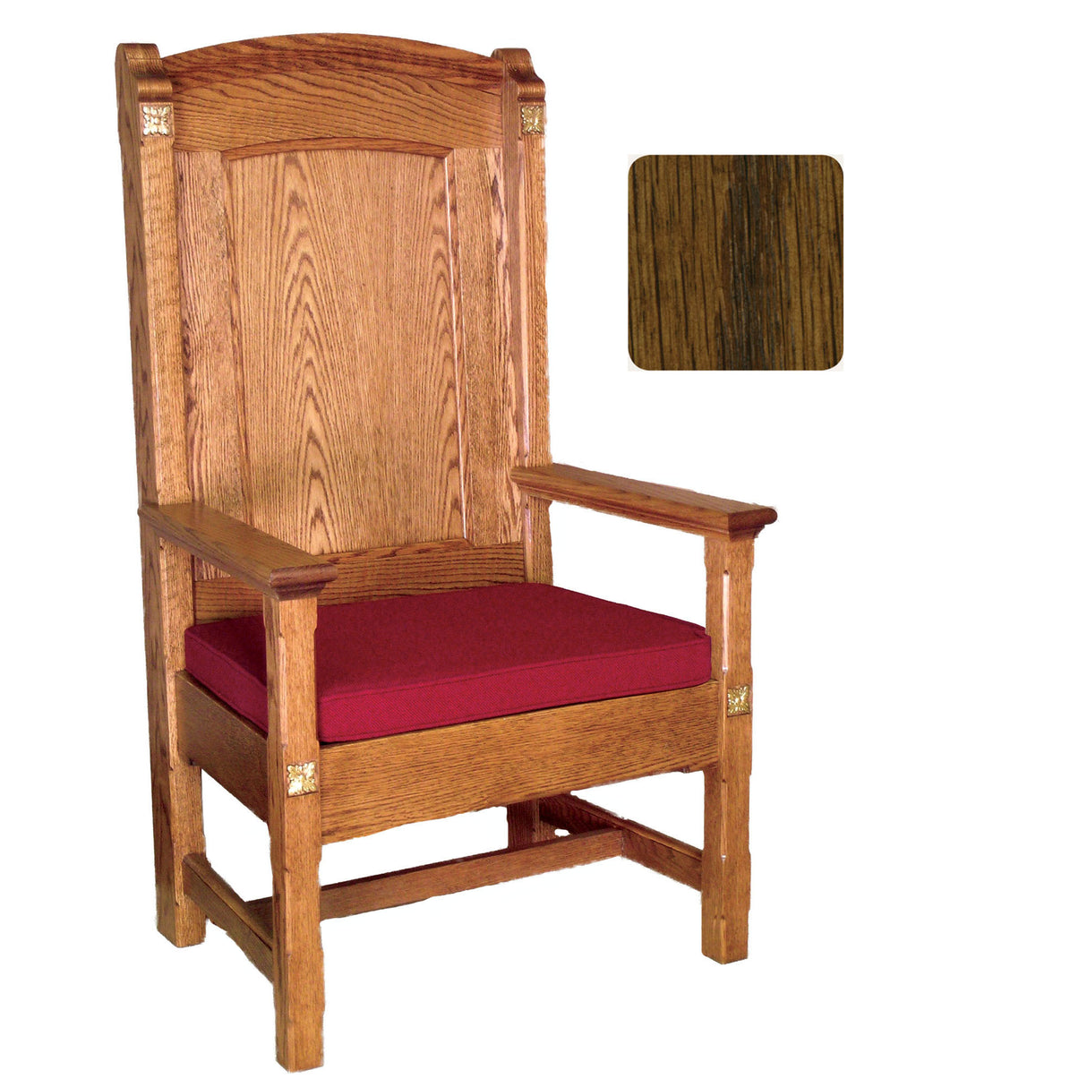 Dark Oak Roman Celebrant  Chair with Rosettes 146