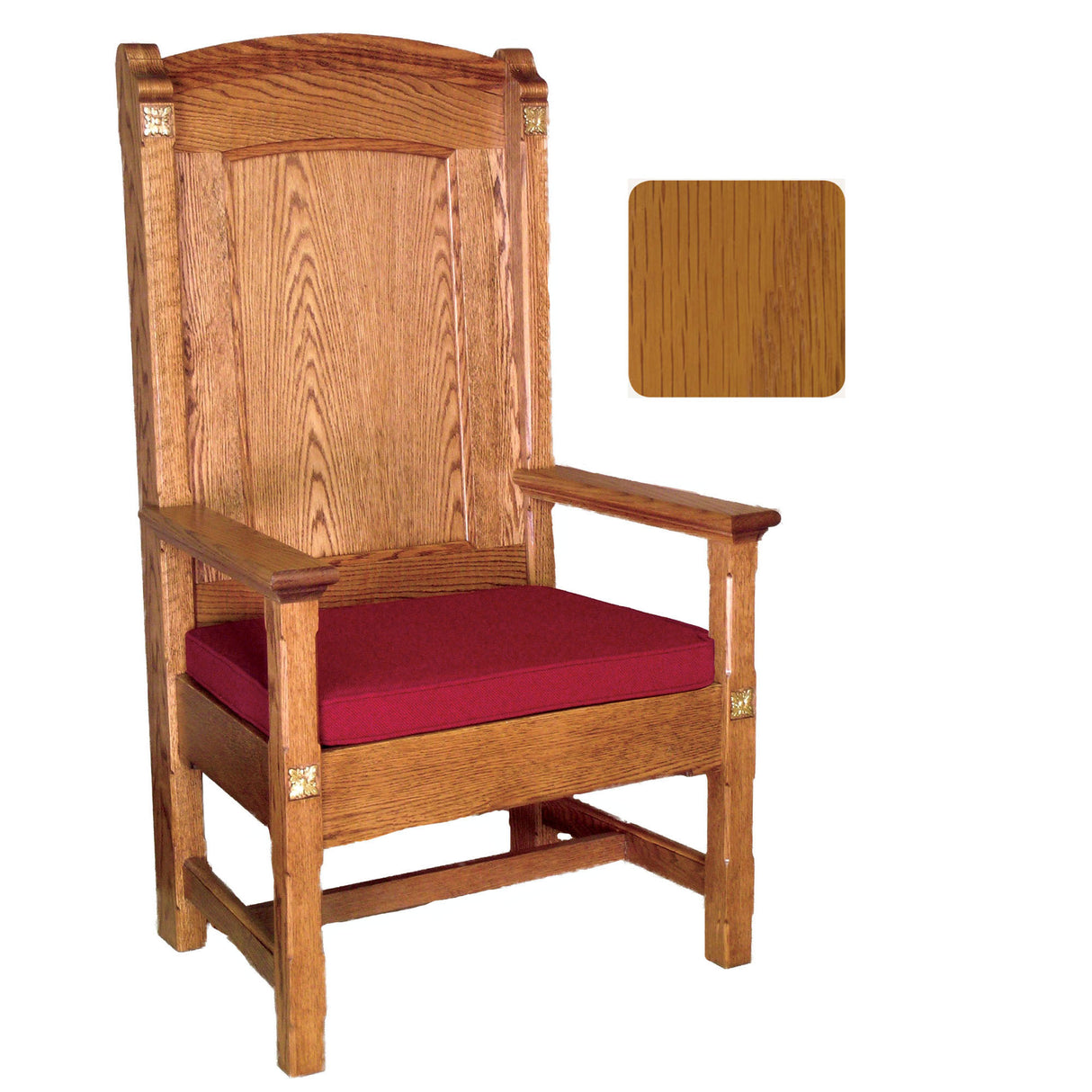 Golden Oak Roman Celebrant  Chair with Rosettes 146