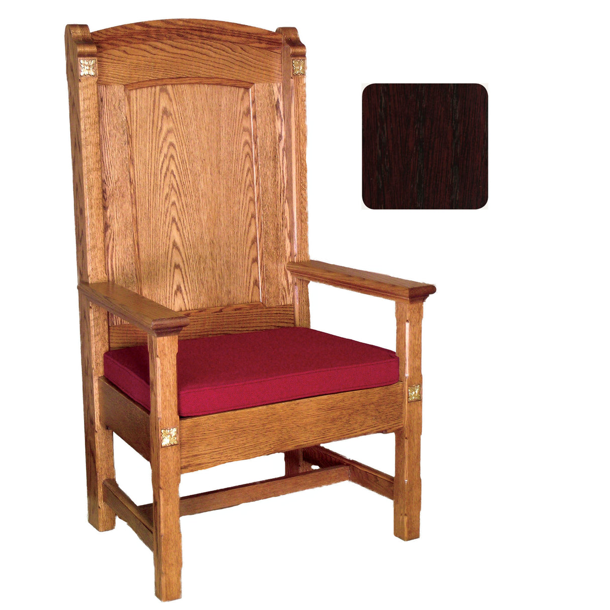 Mahogany Finish Roman Celebrant  Chair with Rosettes 146