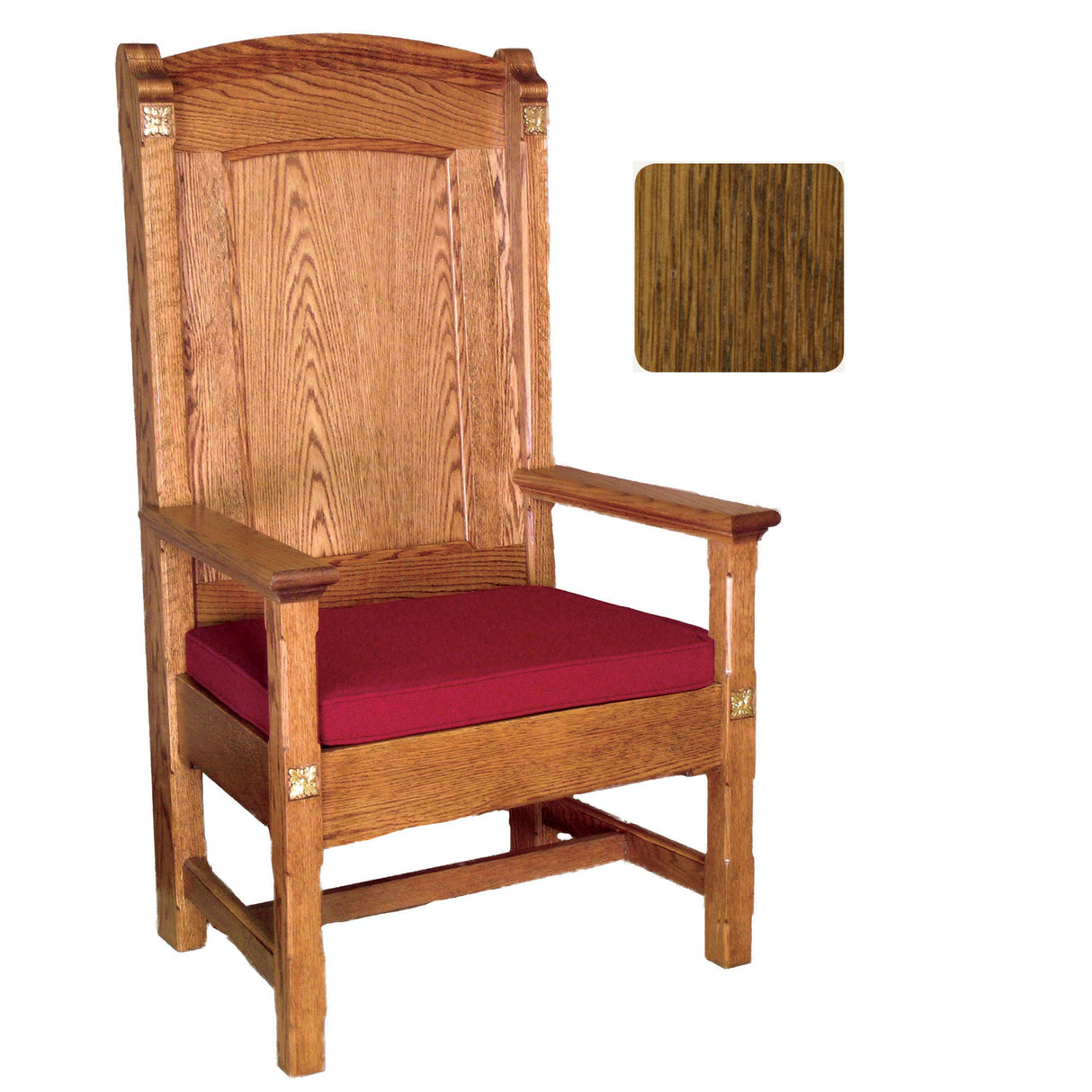 Medium Oak Roman Celebrant  Chair with Rosettes 146