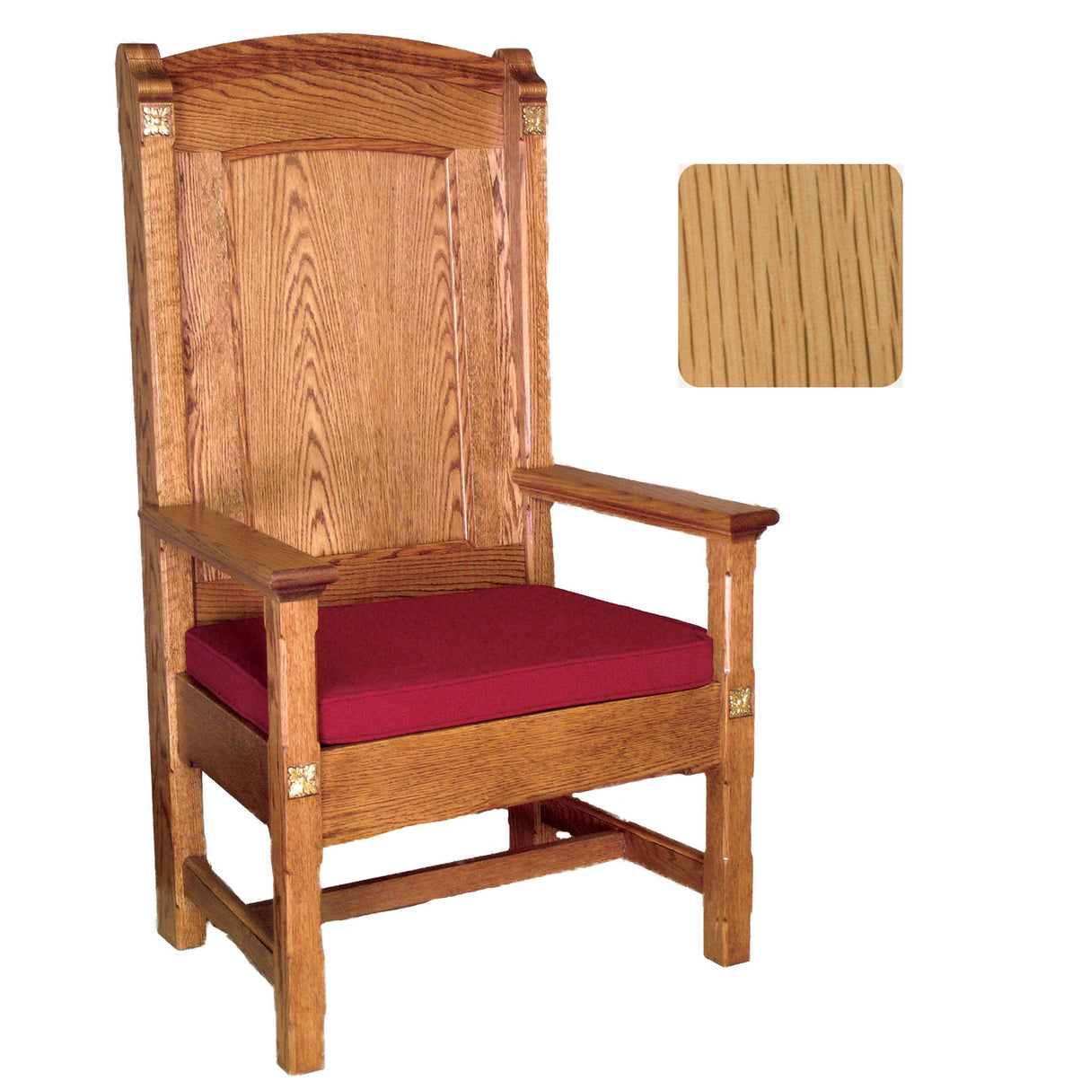 Natural Oak Roman Celebrant  Chair with Rosettes 146