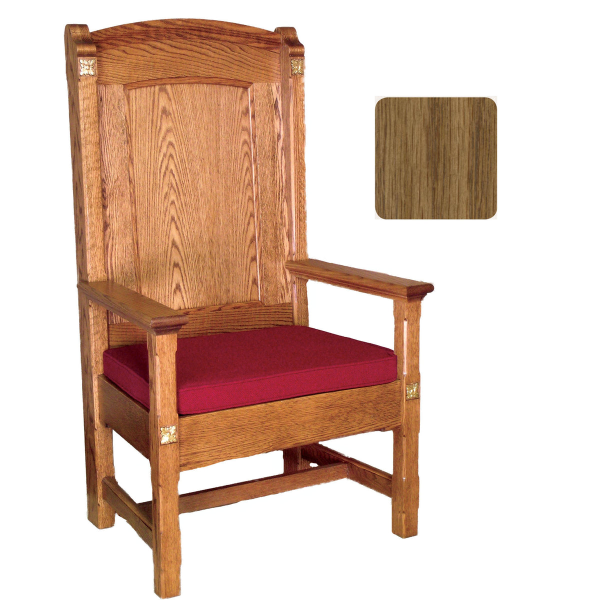 Pecan Finish Roman Celebrant  Chair with Rosettes 146
