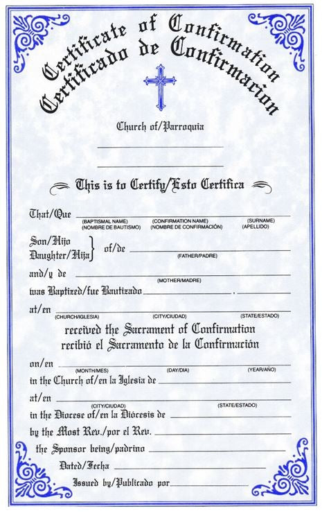 Confirmation Certificate Pad Bilingual 175S