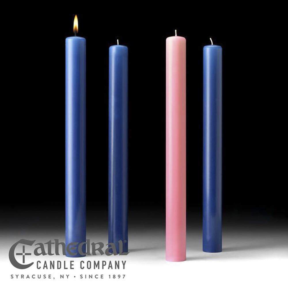 1-1/2 x 16 inch Sarum Blue & Rose Advent Candle Set in Stearine 82136804