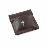 Brown Leather Squeeze top Rosary Case