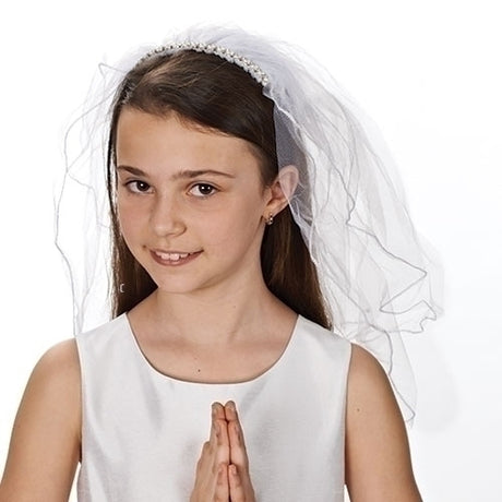 Amelia Slim Beaded Headband Veil