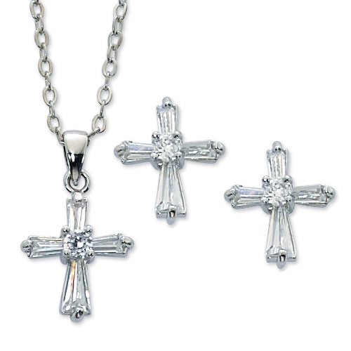Crystal Pendant & Earring Set for Girls PES13W