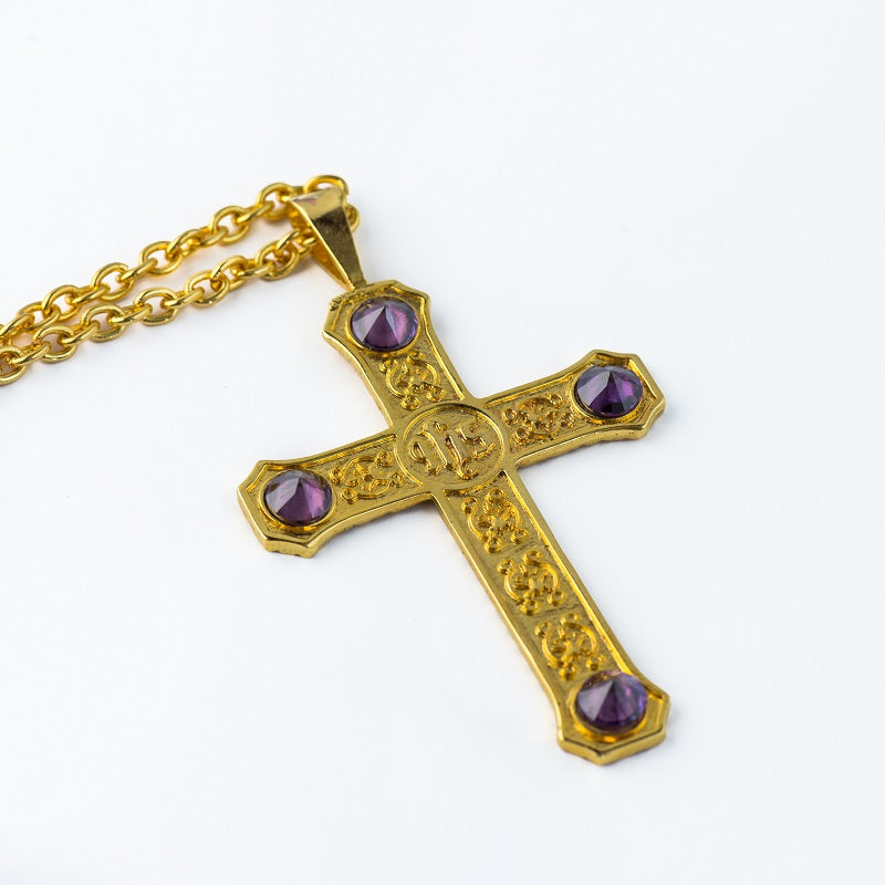 IHS Purple Stone Pectoral Cross