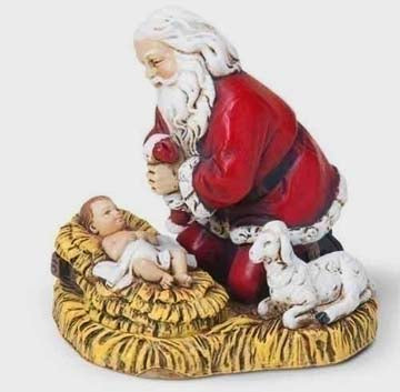 Kneeling Santa with Lamb Ornament 35860