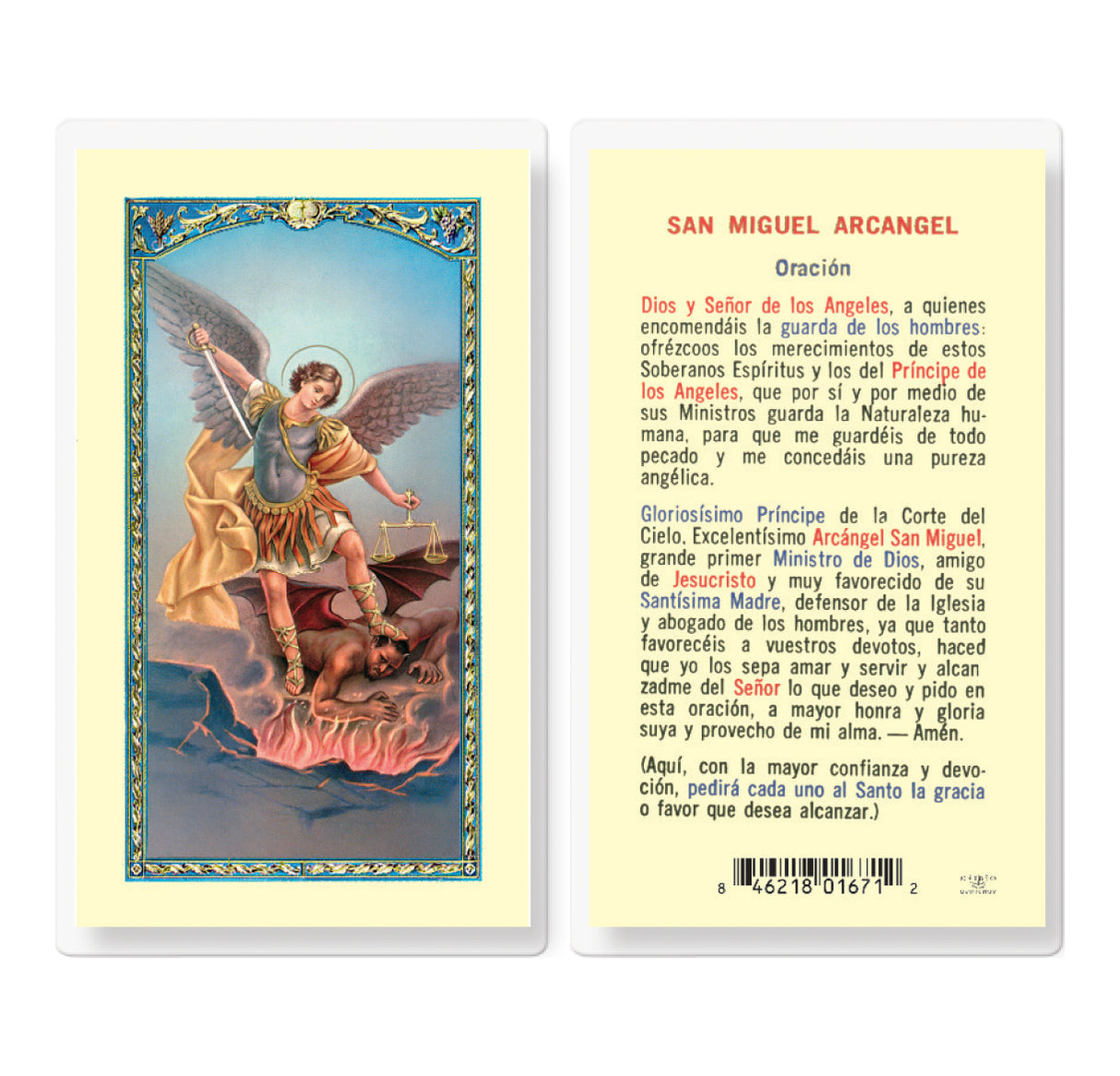 Oracion a San Miguel Arcangel - Estampa laminada