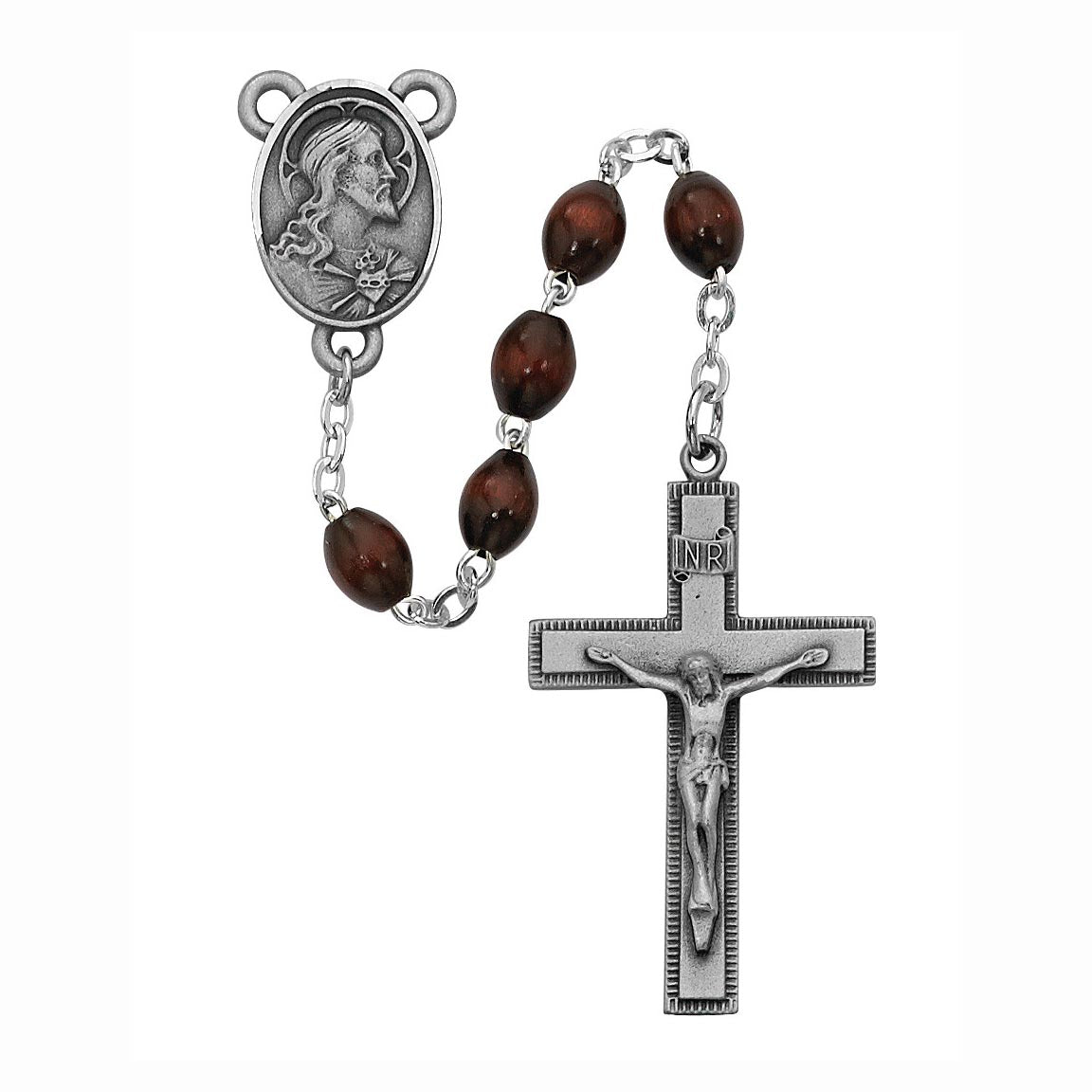 Deep Brown Wood Rosary Beads for Men  no. R287DF