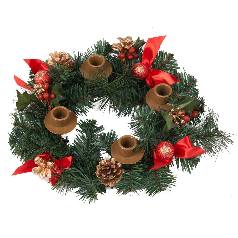 Red Berry and Ribbon Advent Wreath