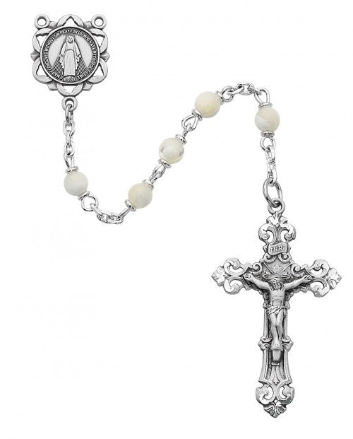 5mm Genuine Mother of Pearl Deluxe Rosary no. 783D/F