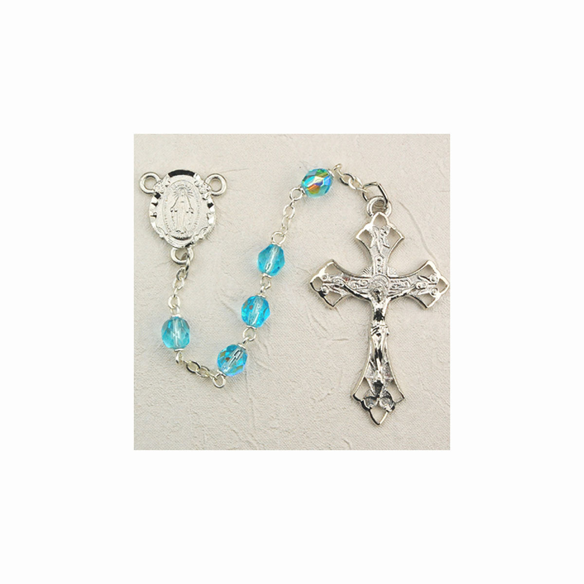 6mm Aqua Blue Crystal Rosary Beads R272RF