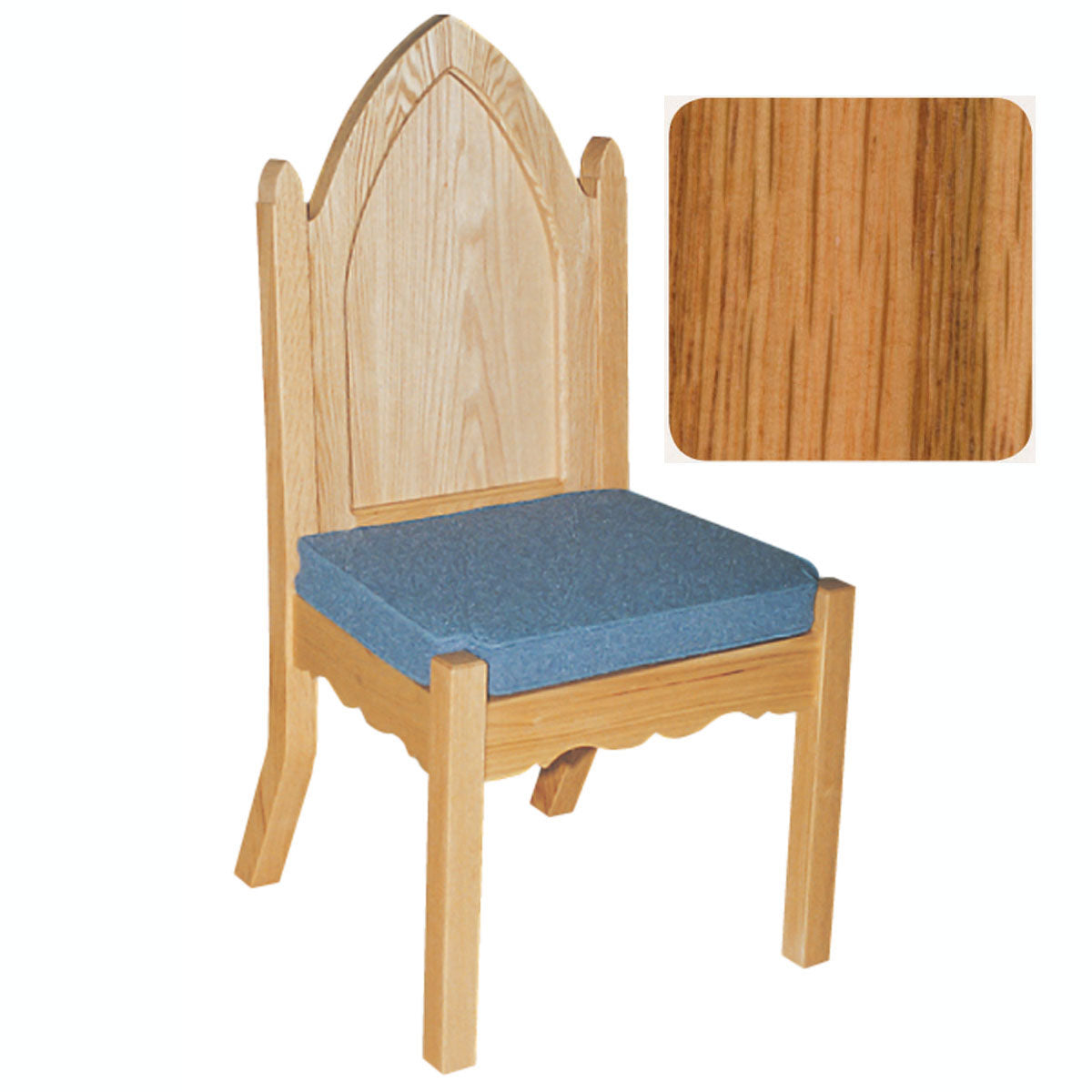 Light Oak Finish Gothic Style Side Chair with Padded Seat 972S