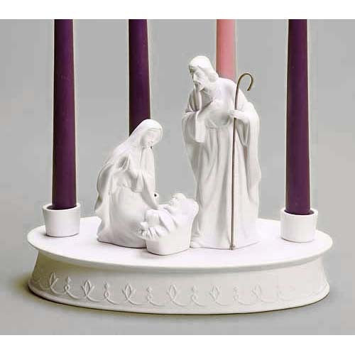 White Porcelain Nativity Advent Wreath