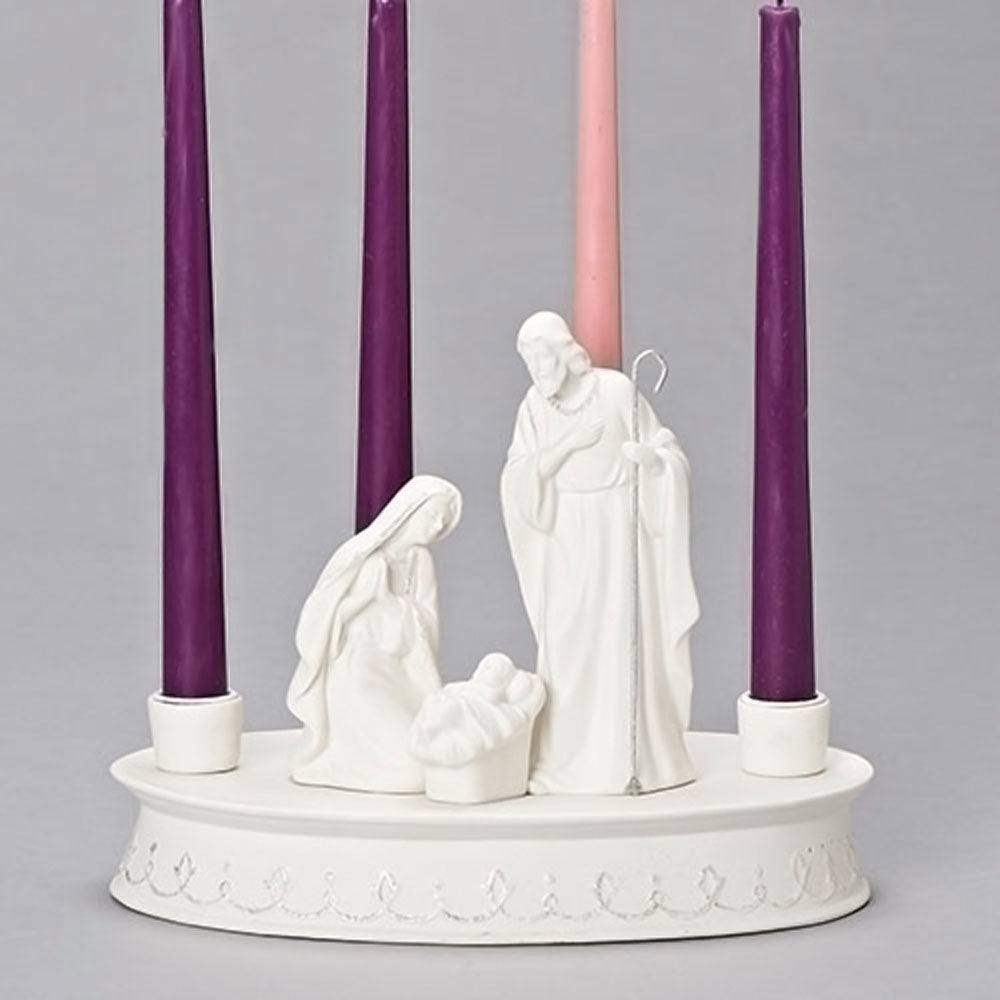 White Porcelain Nativity Advent Wreath