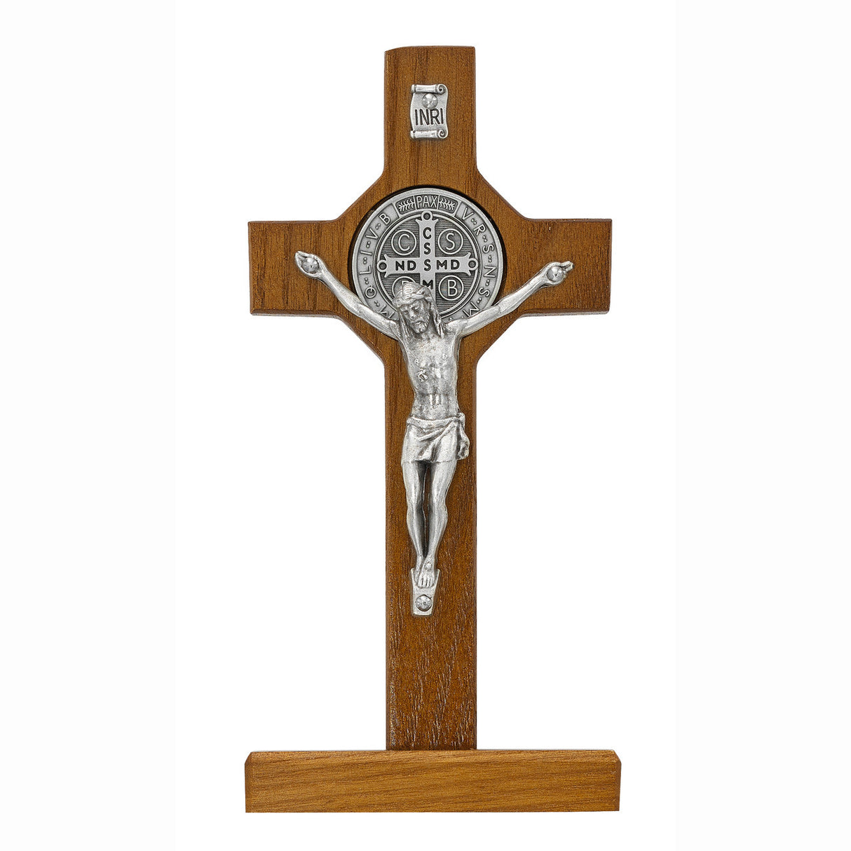Standing Walnut St. Benedict Crucifix - 6 in