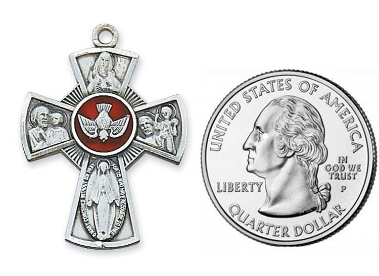 Large Red Enameled Four Way Cross - no. L610E