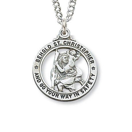 3/4 inch Open Design St Christopher Medel in Sterling Silver L604