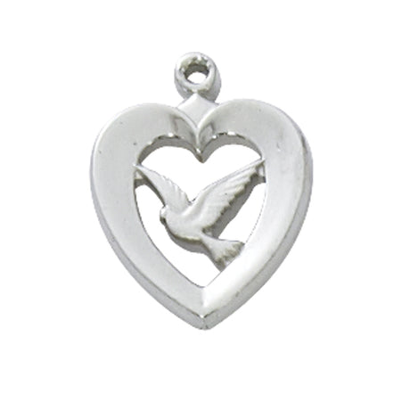 Sterling SIlver Heart and Dove Pendant L648