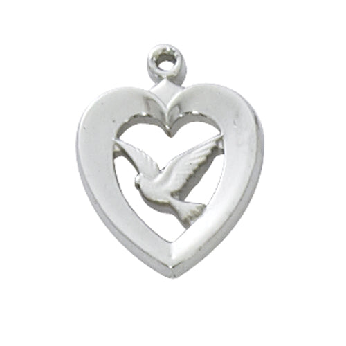 Sterling SIlver Heart and Dove Pendant L648