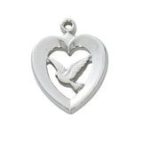 Sterling SIlver Heart and Dove Pendant L648